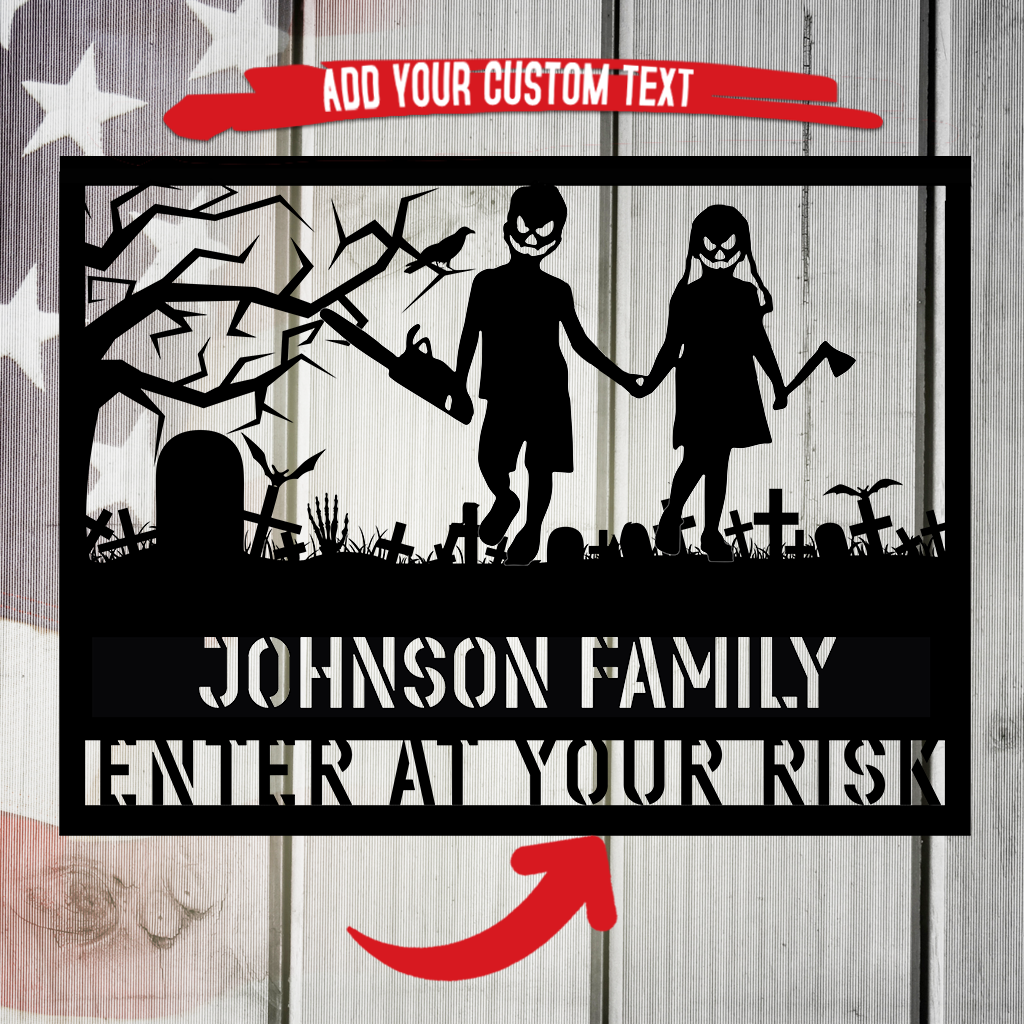 Halloween Zombie Family Metal Wall Art Decor