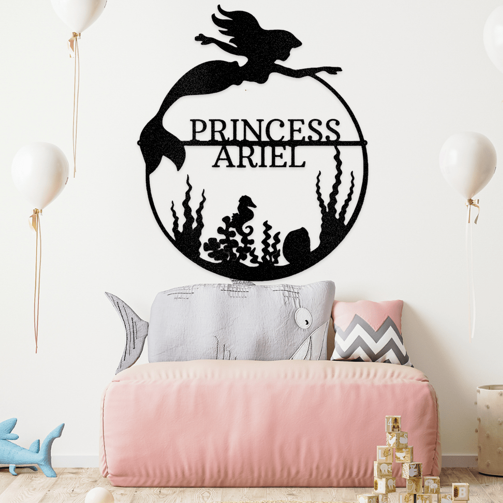 Mermaid Monogram Metal Wall Art for Home