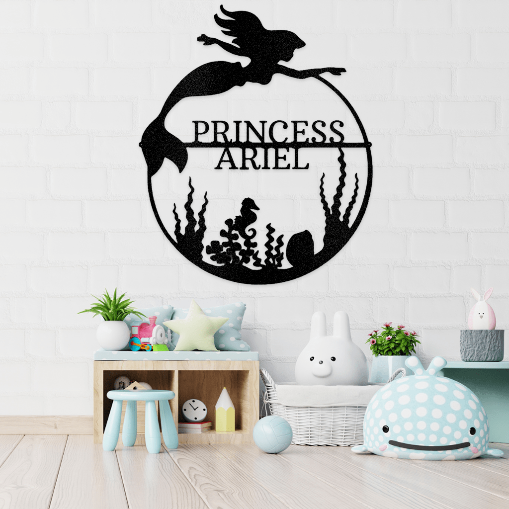 Mermaid Monogram Metal Wall Art for Home