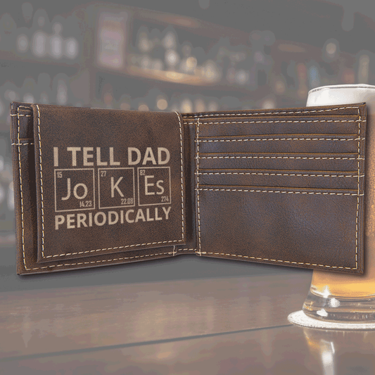 Premium Leather Bifold Wallet - Dad Jokes