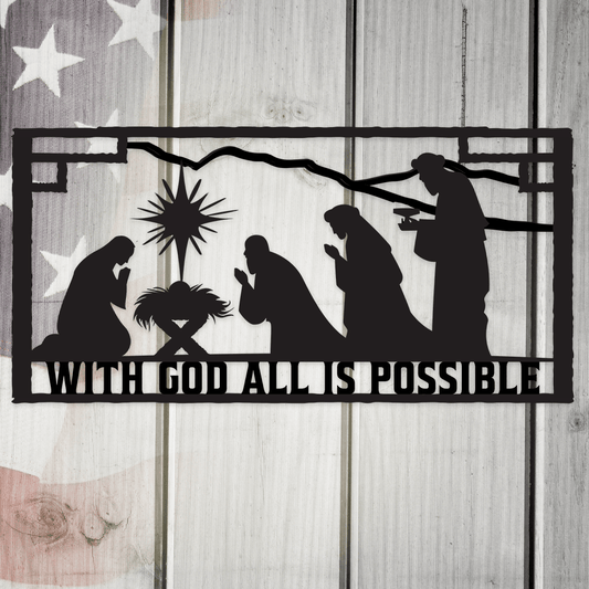 With God All is Possible Metal Wall Art for Home